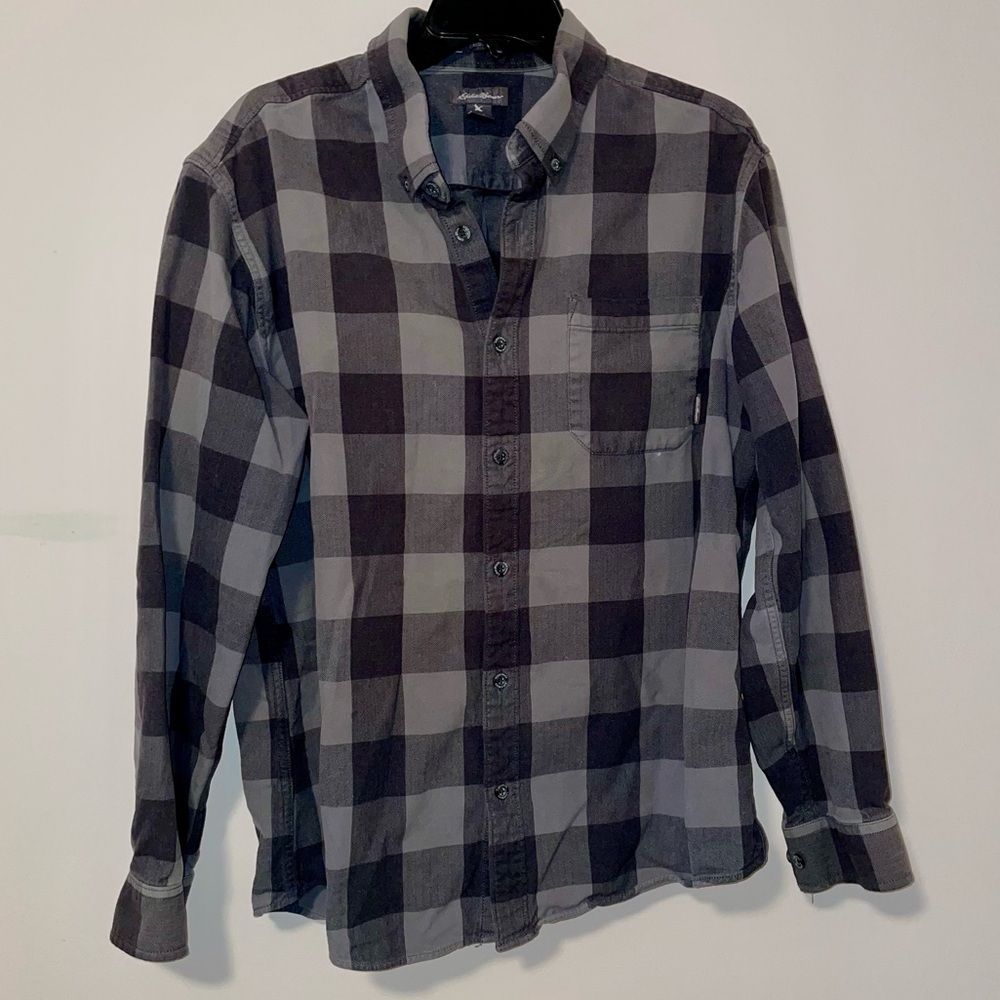 Eddie Bauer Casual Fit Plaid Cotton Button Down Shirt Size XL